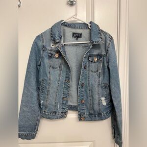 Ci Sono Denim Jacket. Light Distressed Detail- Size M